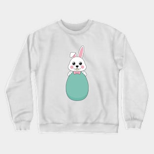 Cute White Bunny Holding Easter Egg Crewneck Sweatshirt